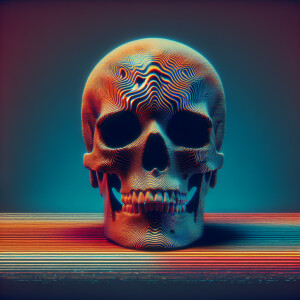 A skull in VHS style 8K ultra hd quality