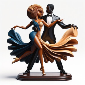 3d wood and porcelain sculpture of an Afrocentric woman with a m...