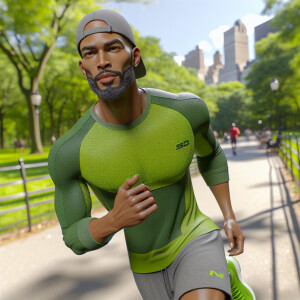 Create a vivid 3D image of a stylish LIGHT SKIN African American...