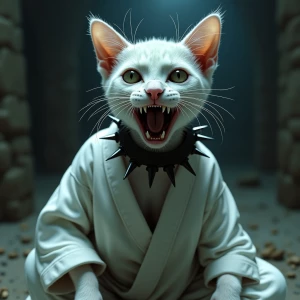 a close up gritty horror-themed dark fantasy painting of a white...