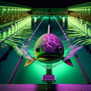 Cute purple neon green piranha
Lightning
Swimming race
Swimming...