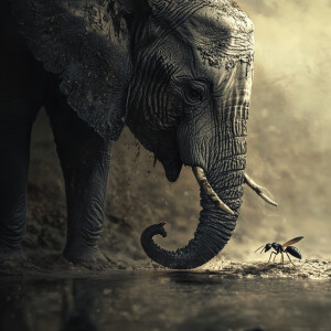 An ant eating an elephant