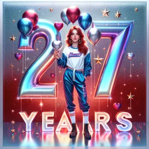 An eyecatching, silver and red gradient background with the numb...