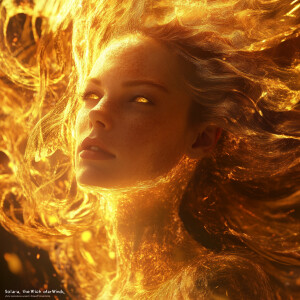 Create a hyperrealistic digital art portrait of "Solara, the Wit...