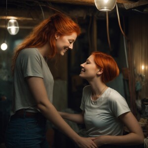 Photorealistic image. Beautiful ginger haired, pale skinned fema...