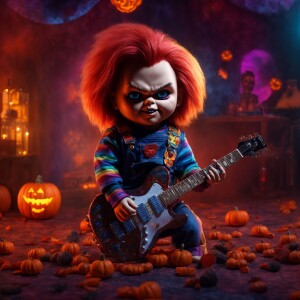 Design an 8K UHD 3D animation featuring Chucky, exhibiting a roc...