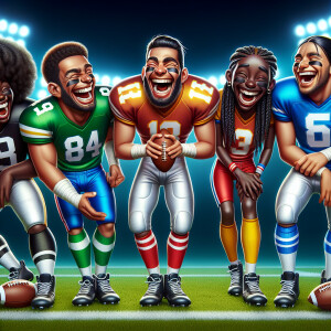 Futbolistas riendo a carcajadas