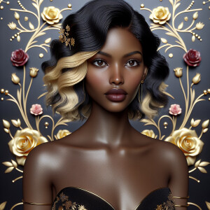 Create a vertical 3-D portrait of a light-skinned African-Americ...