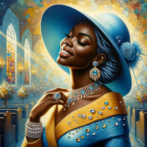 A spiritually enriching illustration portrays an African America...