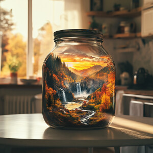 Create a surreal, double-exposure digital painting in the style...