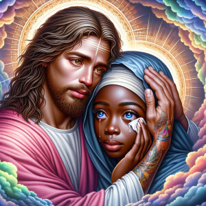 Ensure that the image distinctly represents both Jesus Christ an...