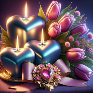 A digital artwork of a romantic and elegant still life featuring...
