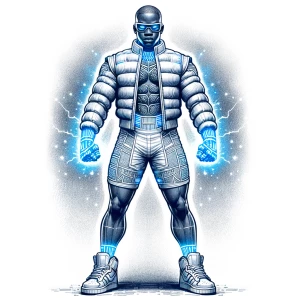 A frontal T pose full body concept illustration of A powerful bl...