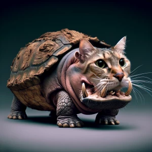hippo turtle cat, body of a turtle, head of a hippo, whiskers of...