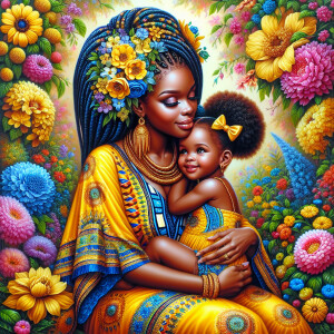 A tender depiction of a Bohemian mother with her child, both sty...