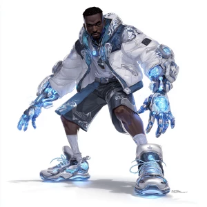 A frontal T pose full body concept illustration of A powerful bl...
