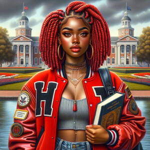 Grisaille wash: HBCU CAMPUS landscape, An African American Young...