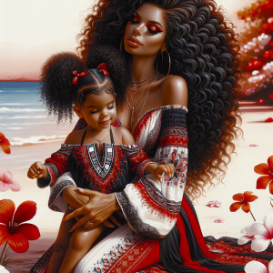 A tender depiction of a Bohemian mother with her child, both sty...