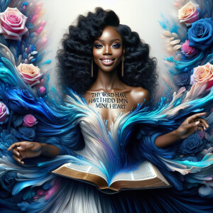 Create an image of an ultra-light-skinned African-American woman...