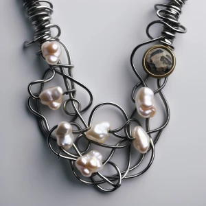 Design an avant-garde necklace with irregular freshwater pearls...