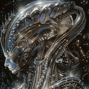 Describe the scene of a Stellar Guardian in a science fiction ar...