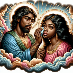 Ensure that the image distinctly represents both Jesus Christ an...