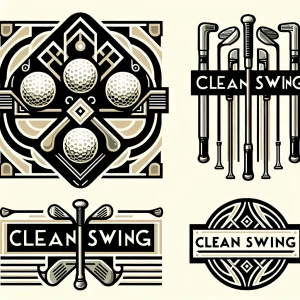 Create an Art Deco-inspired logo for "Clean Swing," a high-end b...