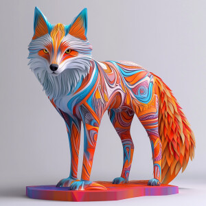 Create a 3D rendering that features an array of a vibrantly-colo...