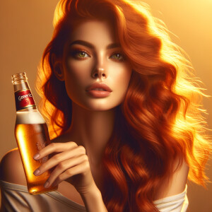 Red hair girl drinks beer BALTIKA 9