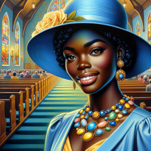 A spiritually enriching illustration portrays an African America...