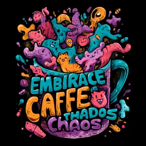 vector-style illustration of a vibrant coffee cup overflowing wi...