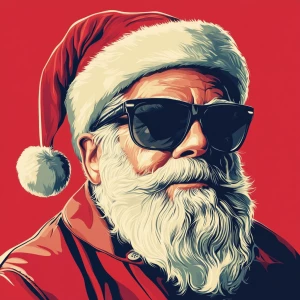 Santa Claus in sunglasses as the godfather of the mafia. Use car...