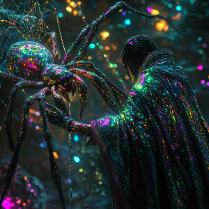 A mysterious extraterrestrial sorcerer manipulating a glittering...