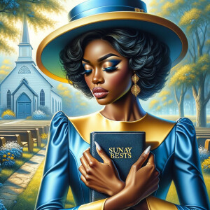 An airbrush oil painting depicts an African American woman with...