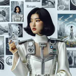 Capture the essence of retro-futuristic fashion in a photoshoot...