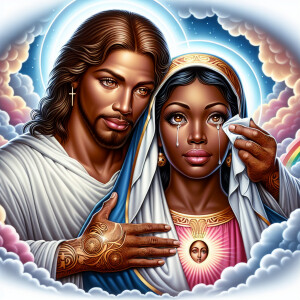 Ensure that the image distinctly represents both Jesus Christ an...