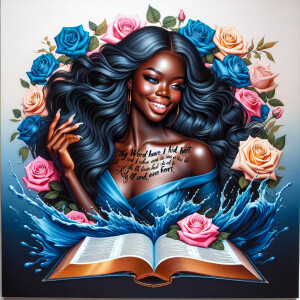 Create an image of an ultra-light-skinned African-American woman...