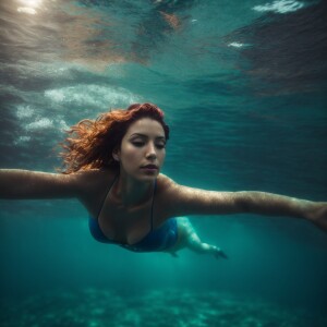 Woman swimming on her back in the serenity ocean