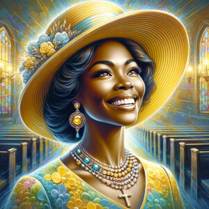 A spiritually enriching illustration portrays an African America...
