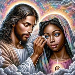 Ensure that the image distinctly represents both Jesus Christ an...