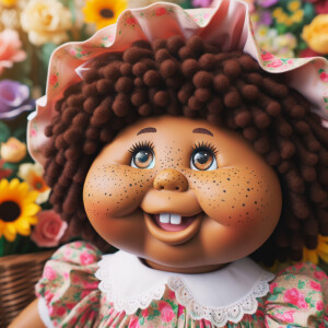 African-American cabbage patch doll with huge dimples, and freck...