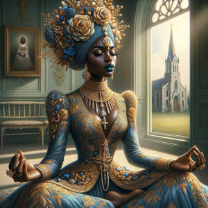 Create an illustration that embodies spirituality and a deep con...