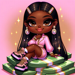 Create a glossy, high-resolution 300 DPI chibi-style digital ill...