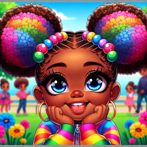 A cartoon-style digital illustration of a young African-American...