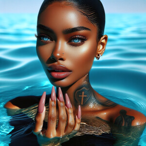"Create an image of a light-skinned African-American woman with...