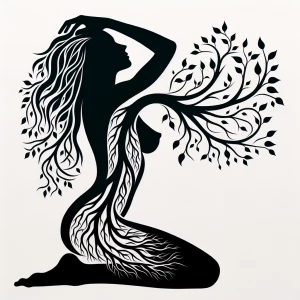 Design a black and white vector silhouette of a woman's side pro...