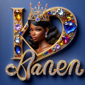 VCraft a 3-D image showcasing the name 'KAREN' in a luxurious go...