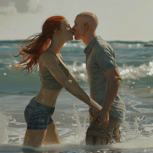 A photorealistic high resolution image. Light ginger haired fema...