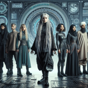 There is a beautiful girl with long white hair and two braided b...