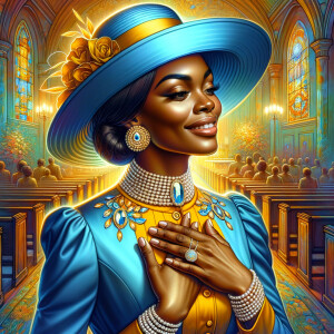 A spiritually enriching illustration portrays an African America...